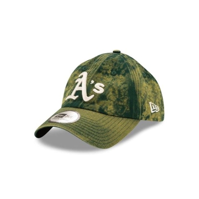 Green Oakland Athletics Hat - New Era MLB Hand Brush Wash Casual Classic Adjustable Caps USA9207631